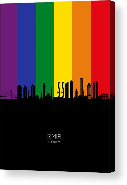 Izmir Acrylic Print featuring the digital art Izmir Turkey Skyline #02 by Michael Tompsett