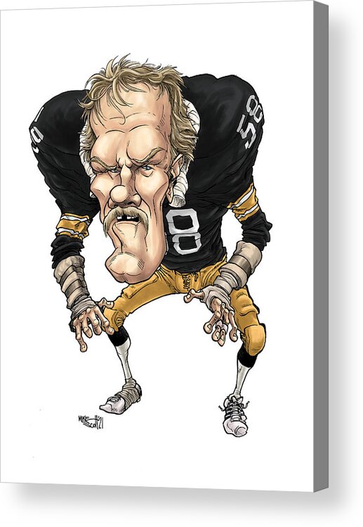 Mikescottdraws Acrylic Print featuring the drawing Jack Lambert, home jersey by Mike Scott