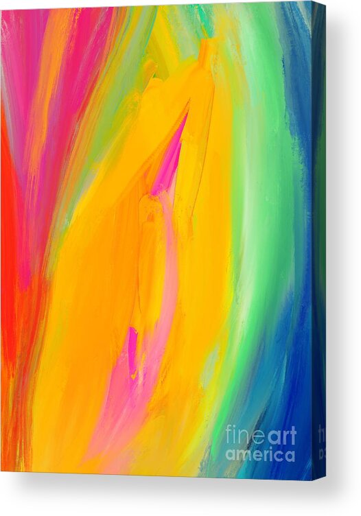 Abstract Acrylic Print featuring the digital art Jackfruit Love - Modern Colorful Abstract Digital Art by Sambel Pedes