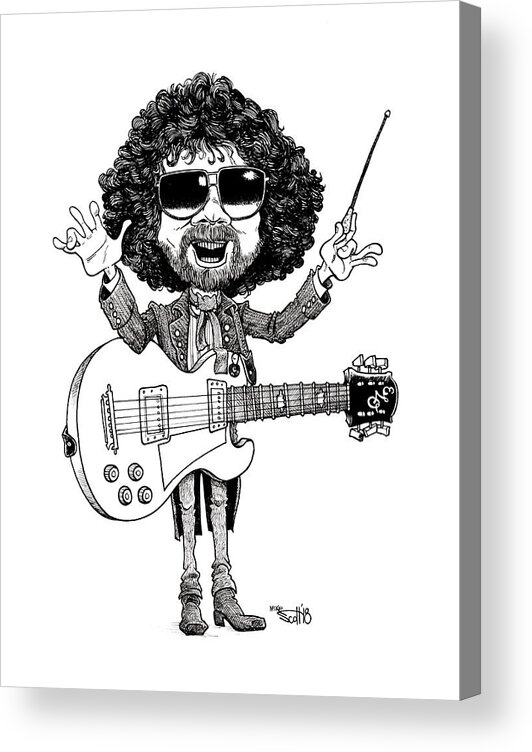 Caricature Acrylic Print featuring the drawing Jeff Lynne by Mike Scott