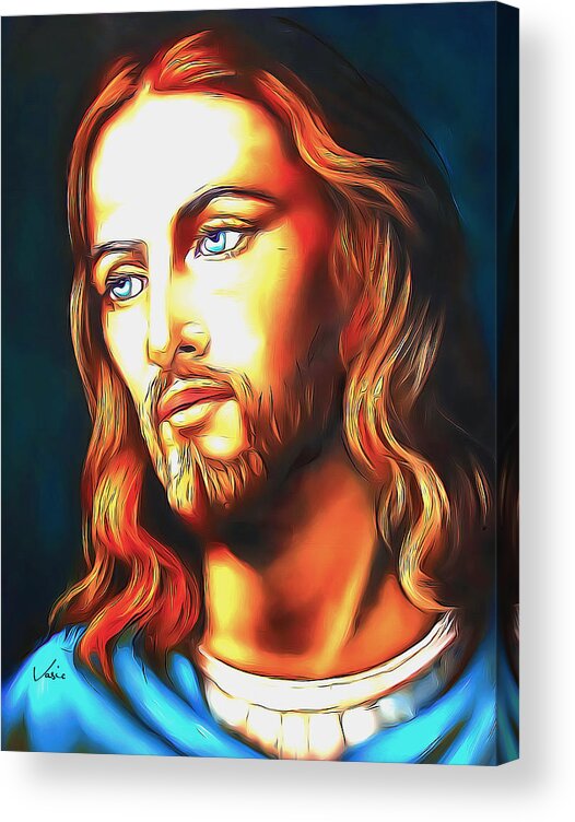 Paint Acrylic Print featuring the painting Jesus oil paint by Nenad Vasic