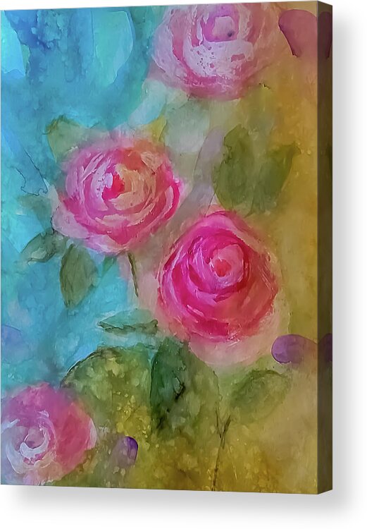 Rose Acrylic Print featuring the painting Just a Quick Rose Painting by Lisa Kaiser