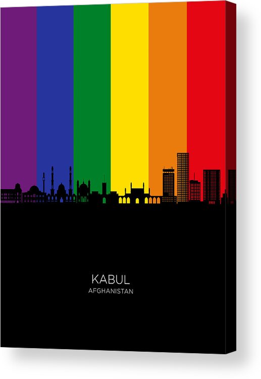 Kabul Acrylic Print featuring the digital art Kabul Afghanistan Skyline #56 by Michael Tompsett