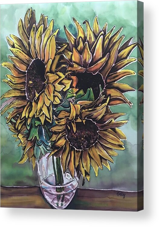 Sunflowers Acrylic Print featuring the painting Kelly Van Gogh by Kelly Smith