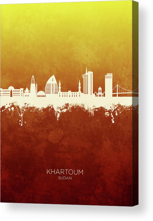 Khartoum Acrylic Print featuring the digital art Khartoum Sudan Skyline #35 by Michael Tompsett