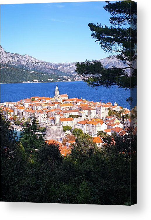 Korcula Acrylic Print featuring the photograph Korcula Old Town by Andrea Whitaker