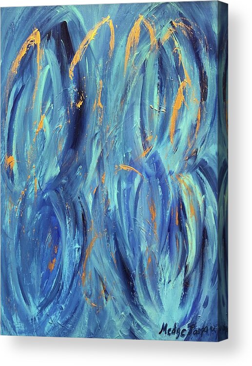 Blue Acrylic Print featuring the painting La dance des Anges by Medge Jaspan