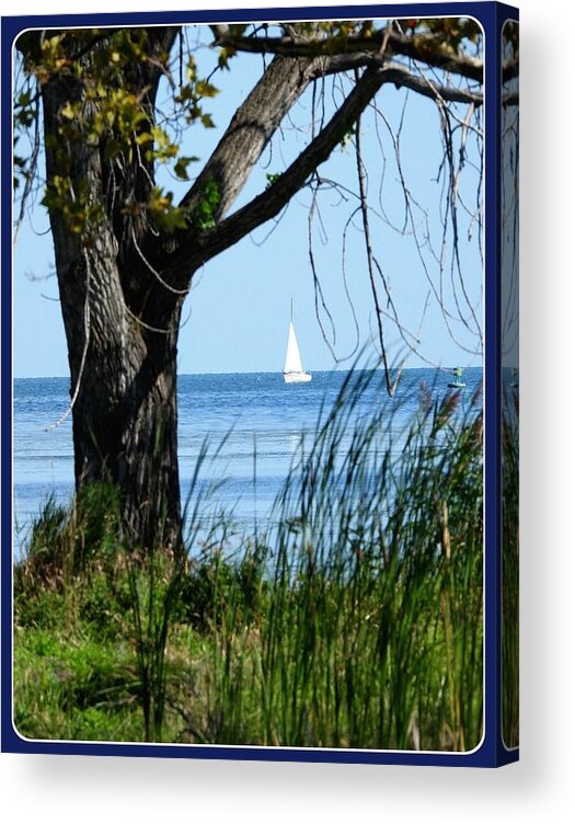 Boat Acrylic Print featuring the photograph Lake Erie calm by Judy Stepanian
