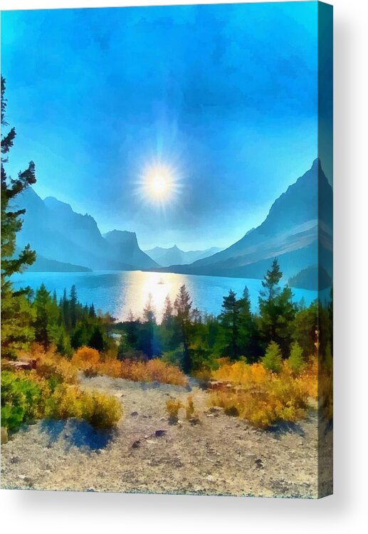 Lake Mcdonald Glacier Acrylic Print featuring the painting Lake McDonald Glacier by Harry Warrick