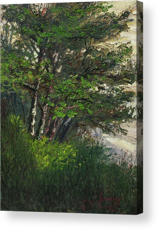  Acrylic Print featuring the painting Lakefront Trees 1 by Douglas Jerving