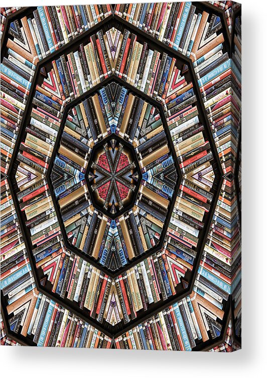 Books Acrylic Print featuring the photograph Library Kaleidoscope by Minnie Gallman