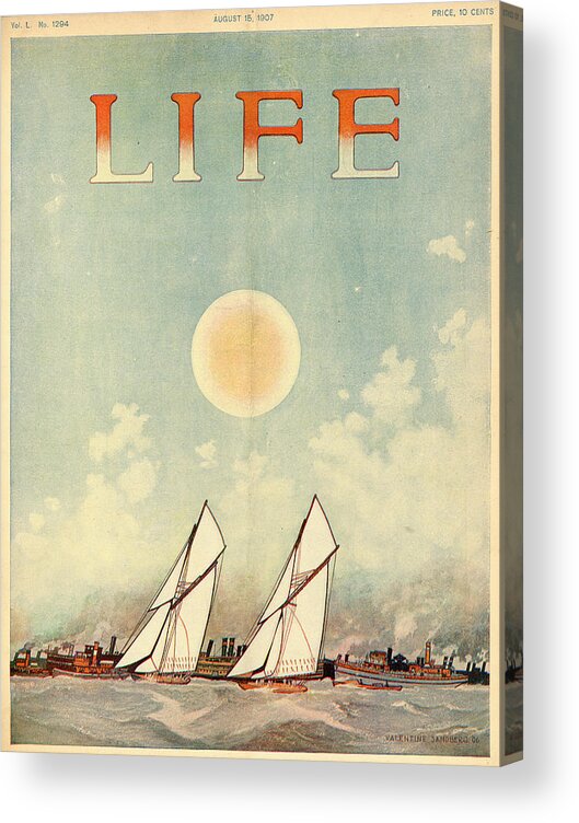 Boats Acrylic Print featuring the mixed media Life Magazine Cover, August 15, 1907 by Valentine Sandberg