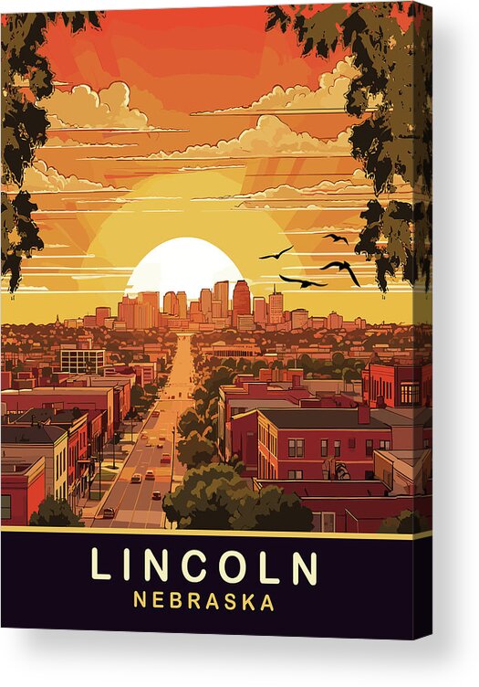 Lincoln Acrylic Print featuring the digital art Lincoln, Nebraska by Long Shot