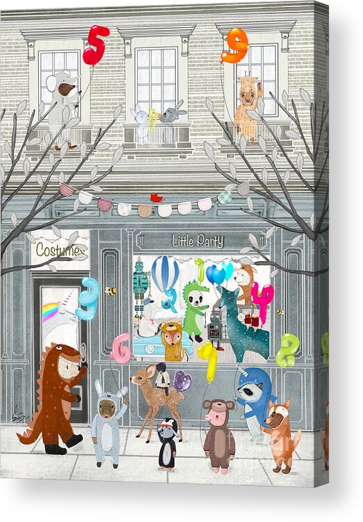 Nursery Art Acrylic Print featuring the painting Little Party Co by Bri Buckley
