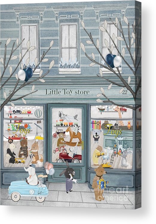 Toys Acrylic Print featuring the painting Little Toy Store by Bri Buckley
