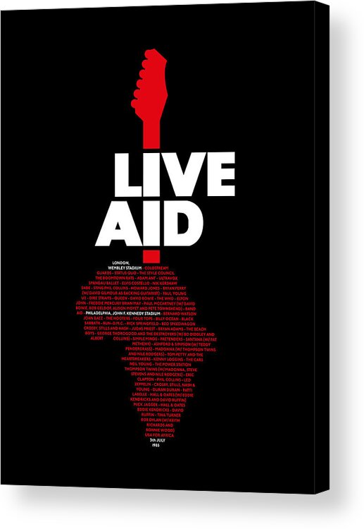 Live Acrylic Print featuring the digital art Live Aid 1985 white list by Andrea Gatti