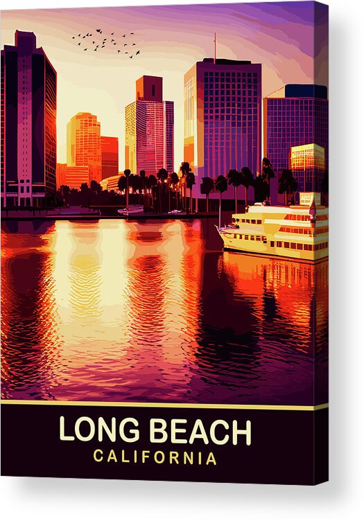 Long Beach Acrylic Print featuring the digital art Long Beach Wallpaper by Long Shot