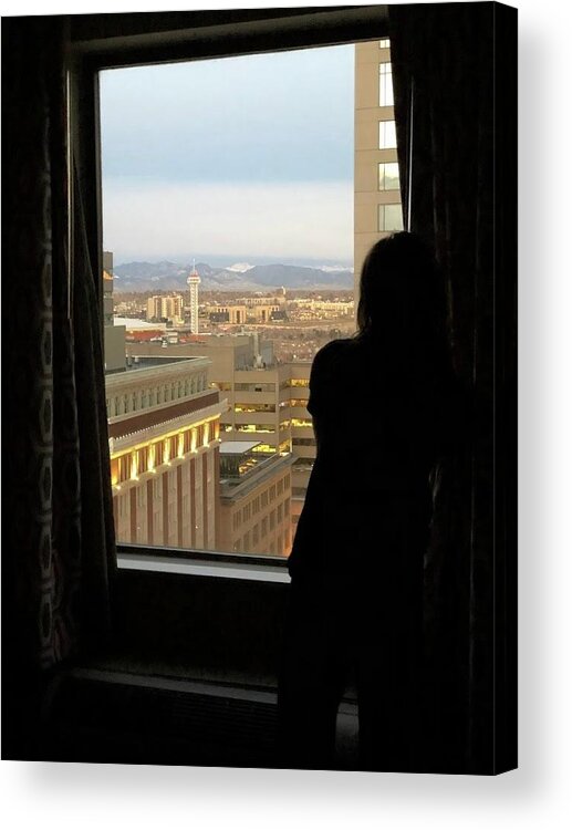 Silhouette Acrylic Print featuring the photograph Looking out at Denver silhouette by Valerie Collins