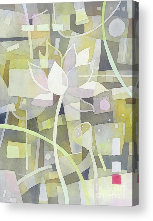 Waterlily Acrylic Print featuring the painting Lotus Dream 1-pastel colors by Hailey E Herrera