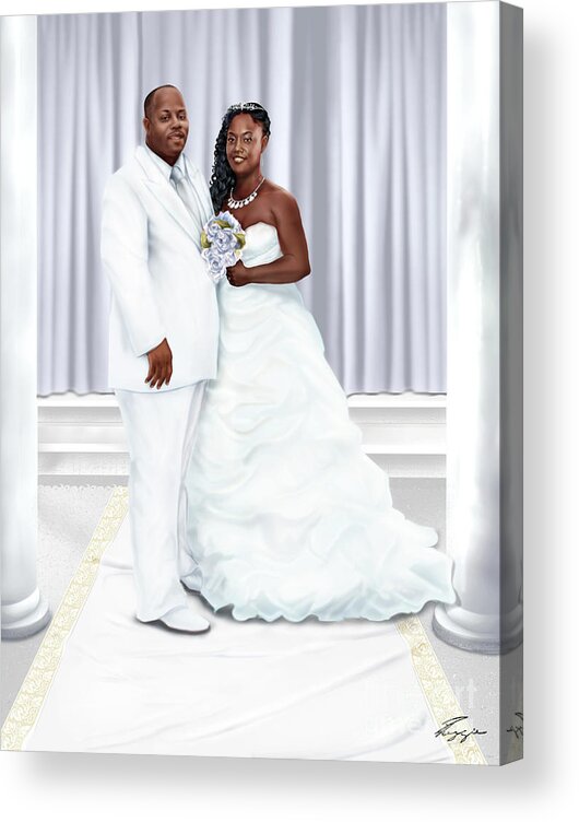 Wedding Painting Acrylic Print featuring the painting Lovely Trena Wedding Day A4 by Reggie Duffie