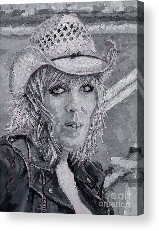 Lucinda Acrylic Print featuring the painting Lucinda Williams, 2020 by PJ Kirk