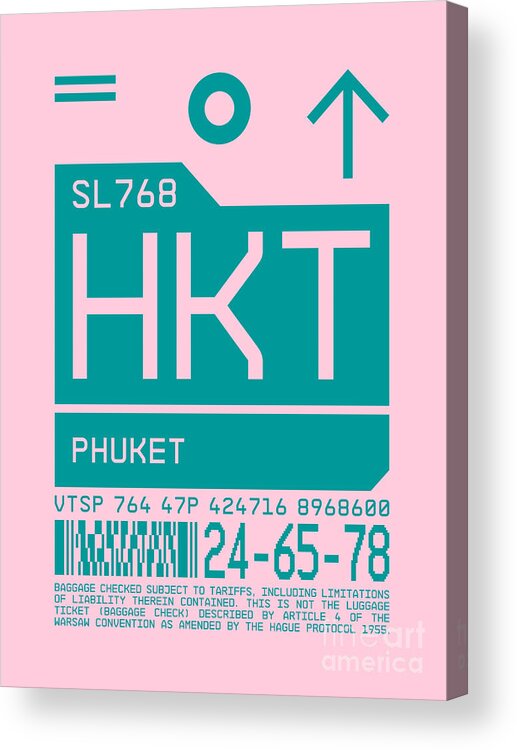 Airline Acrylic Print featuring the digital art Luggage Tag C - HKT Phuket Thailand by Organic Synthesis