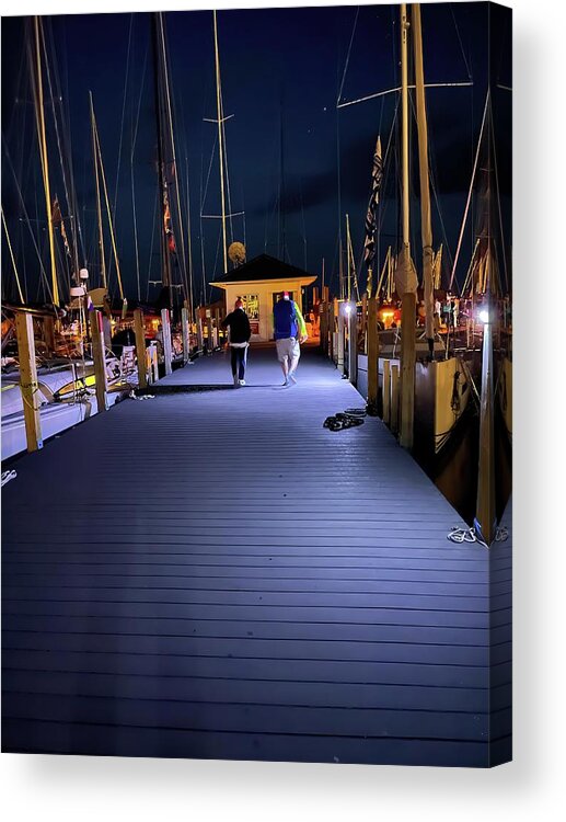 Ohana Acrylic Print featuring the photograph Mackinac Island Night Walking the Dock IMG_4817 by Michael Thomas
