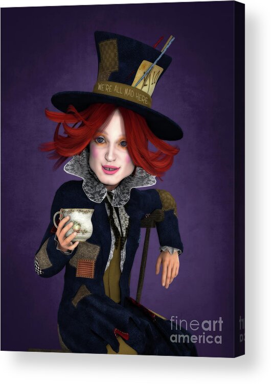 Mad Hatter Portrait Acrylic Print featuring the painting Mad Hatter Portrait by Two Hivelys