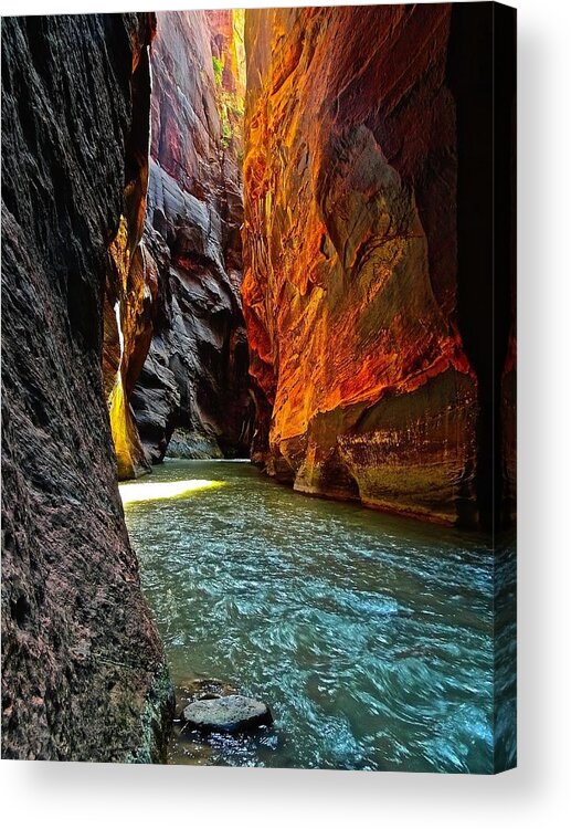 Zion National Park Acrylic Print featuring the photograph Magic in The Narrows by Geoff McGilvray