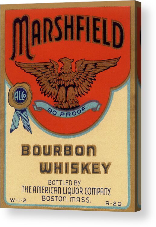 Vintage Acrylic Print featuring the drawing Marshfield Bourbon Whiskey by Vintage Drinks Posters
