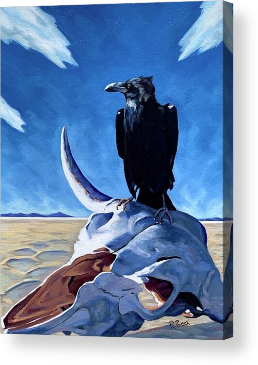 Ravens Acrylic Print featuring the painting Memento Mori by Rachel Suzanne Beck