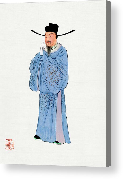 Vintage Acrylic Print featuring the painting Men's official robe by Vintage Chinese Clothing