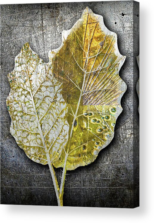 1800s Acrylic Print featuring the painting Metal Metallic Gold Silver Leaves 1 by Tony Rubino
