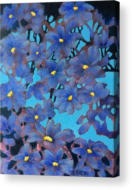 Bedroom Acrylic Print featuring the painting Midnight blues by Milly Tseng