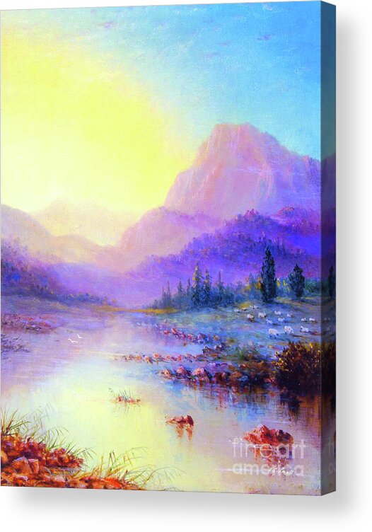 Landscape Acrylic Print featuring the painting Misty Mountain Melody by Jane Small