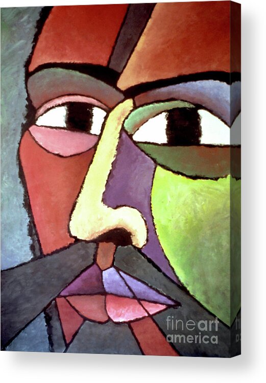 Modern Acrylic Print featuring the painting modern portrait art - About Face by Sharon Hudson