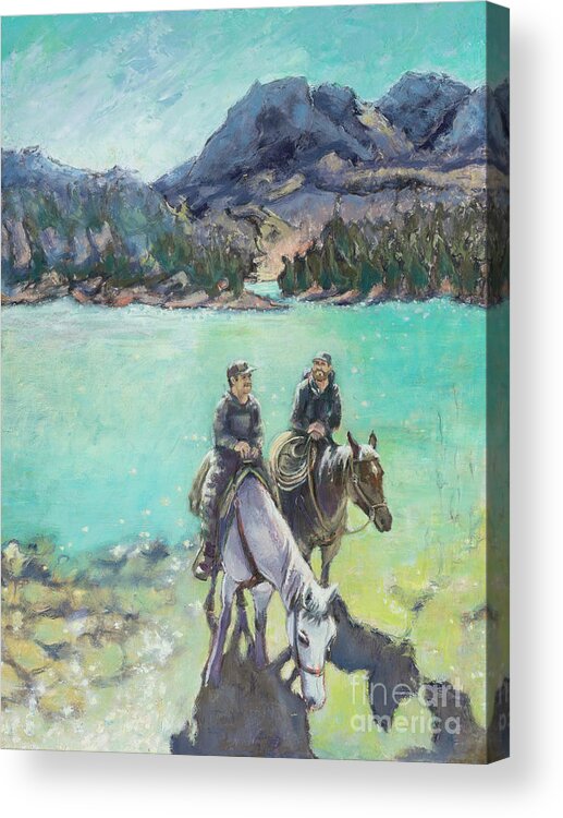 Montana Acrylic Print featuring the painting Montana on Horseback by PJ Kirk