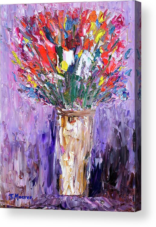 Flowers Acrylic Print featuring the painting Morning Bouquet by Teresa Moerer