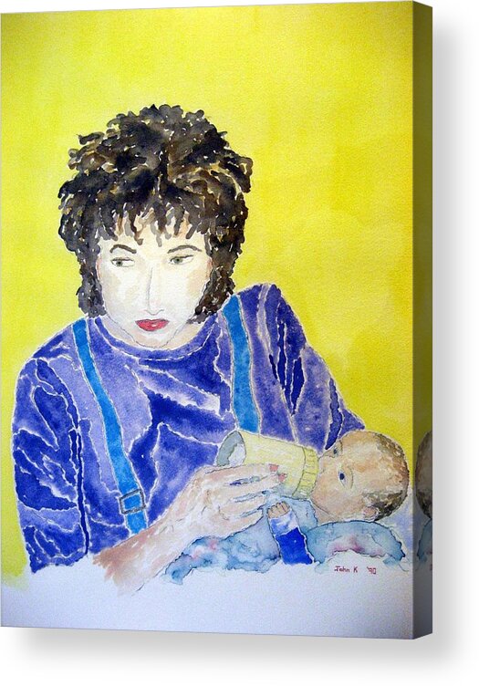 Watercolor Acrylic Print featuring the painting Mother of Lore by John Klobucher