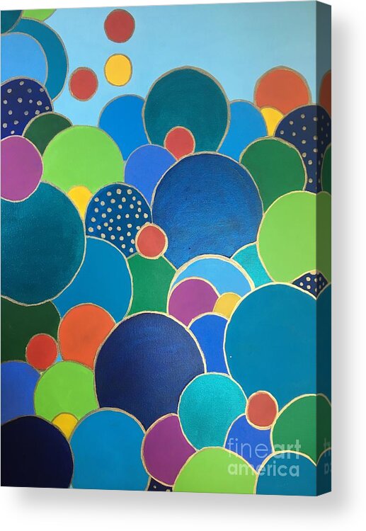Bubbles Acrylic Print featuring the painting Multi-color Bubbles by Debora Sanders