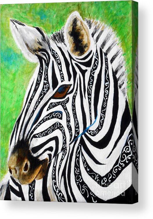 Zebra Acrylic Print featuring the painting Mutant Ninja Zebra by Jayne Somogy