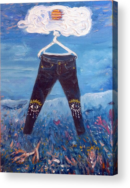 My Favorite Pants Acrylic Print featuring the painting My favorite pants by Elzbieta Goszczycka