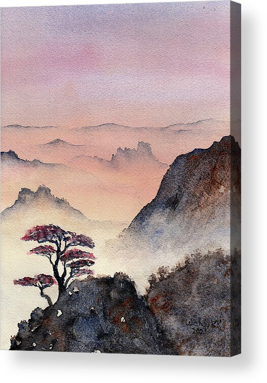 Mountains Acrylic Print featuring the painting Mystic Mountains No. 2 by Wendy Keeney-Kennicutt