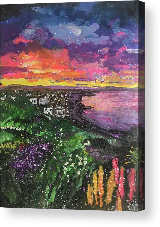Colorful Acrylic Print featuring the painting Nestled in Paradise by Eileen Backman