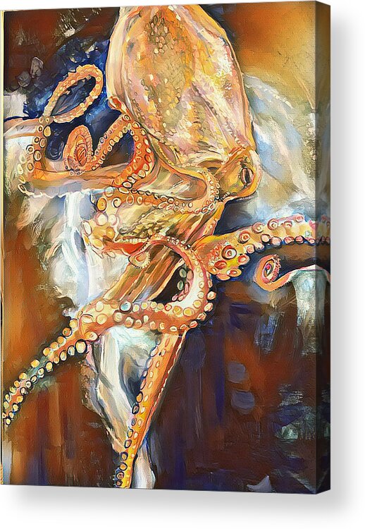Octopus Acrylic Print featuring the painting Neurons by Try Cheatham