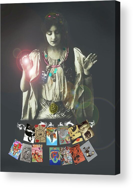 Gypsy Acrylic Print featuring the digital art New Gypsy Reading for Times Like These by Perry Hoffman