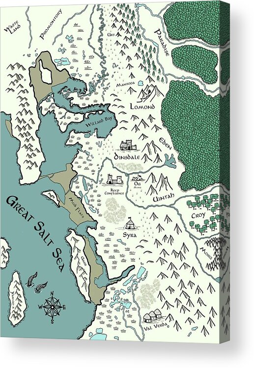 Maps Acrylic Print featuring the digital art Northern Wasatch by John Armstrong