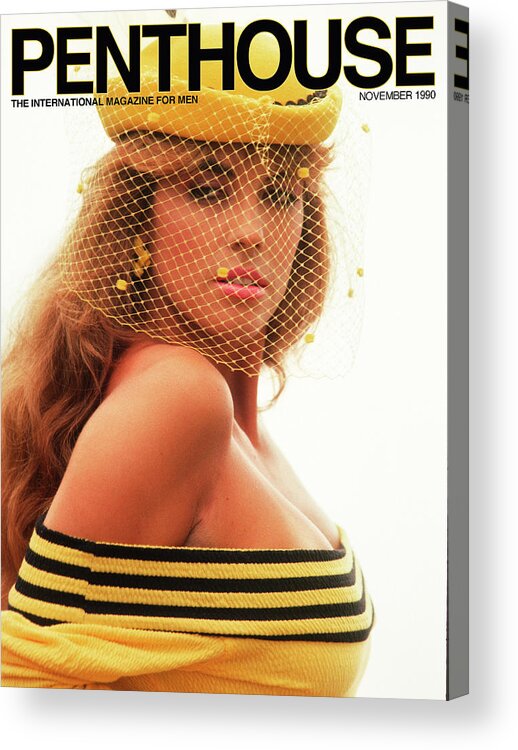 Hat Acrylic Print featuring the photograph November 1990 Penthouse Cover Featuring Barbie Ashton by Penthouse
