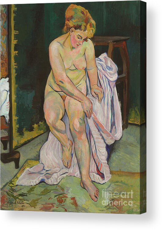 Suzanne Valadon Acrylic Print featuring the painting Nu a la draperie, 1921 by Suzanne Valadon