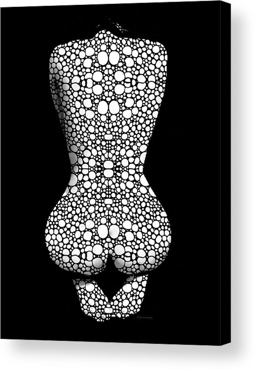 Nude Acrylic Print featuring the painting Nude Art - Vulnerable - Black And White By Sharon Cummings by Sharon Cummings